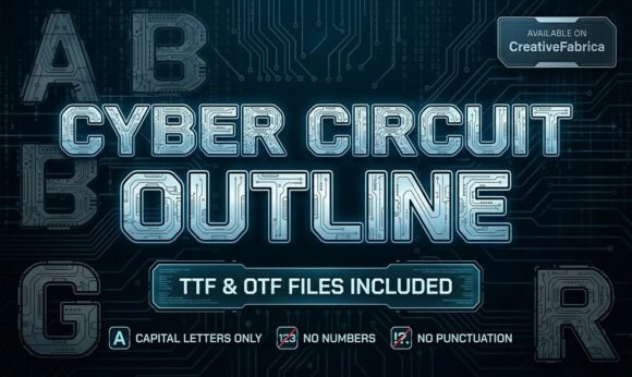 Cyber Circuit Outline Font for Handmade Creations